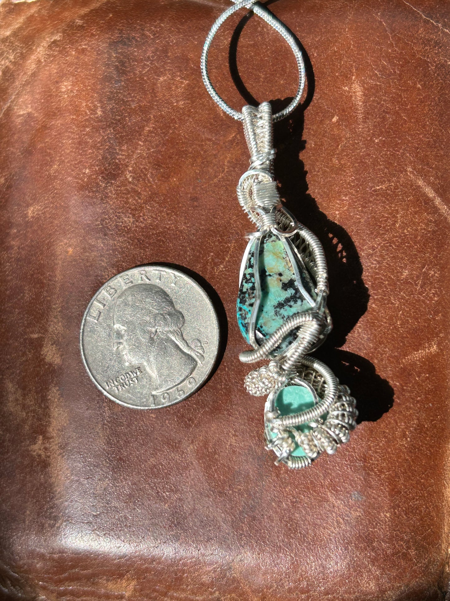 Turquoise and Chrysacolla pendant